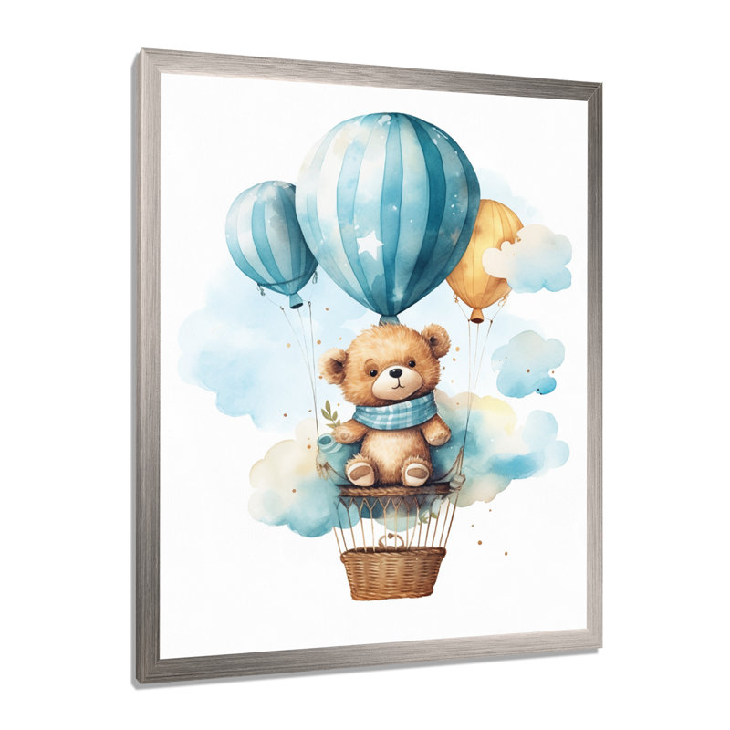 «Nursery Bear Cub Children Dreams II», Cadre simple argenté, H 20 po x l 12 po x P 1 po