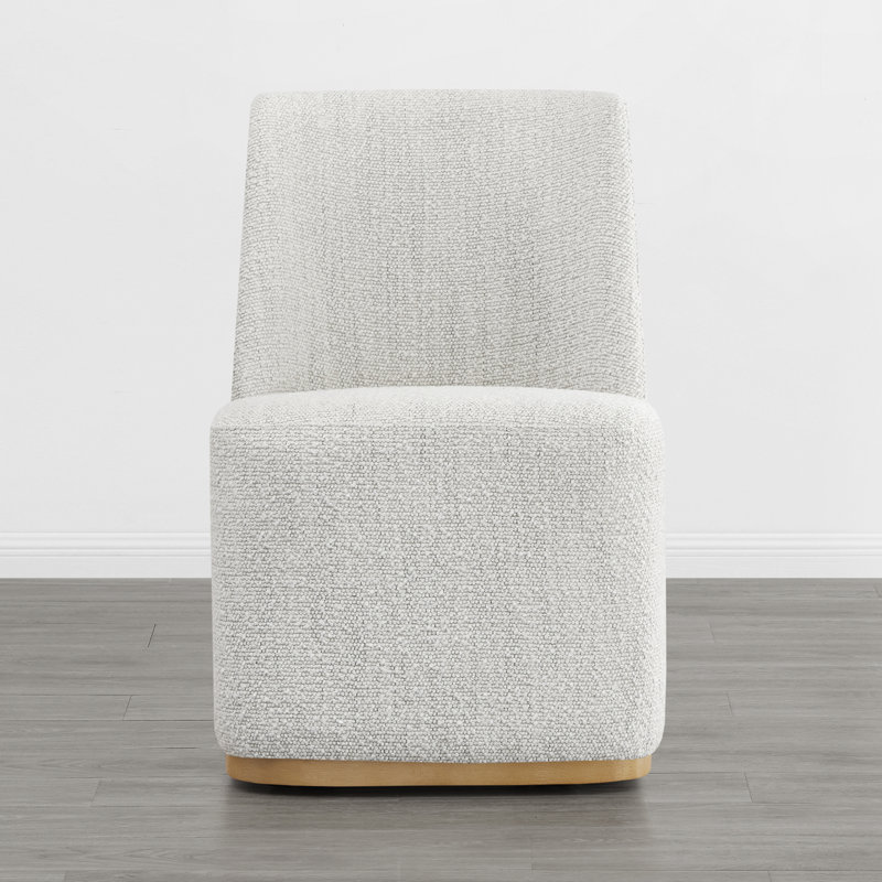 Geelt Upholstered Dining Chairs with Casters, Pearl Polyester