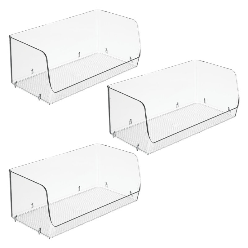 Bacs de rangement empilables à devant ouvert - Rangement pour la cuisine et le garde-manger - Rangement pour collations ou conserves