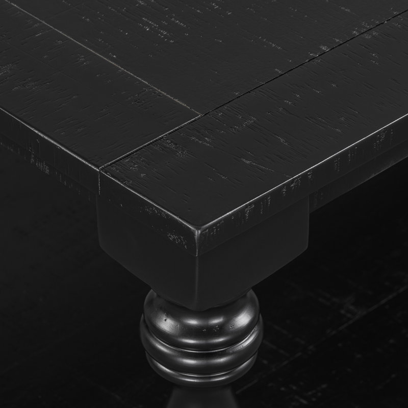 Table basse luxueuse en bois massif 45,2 po avec tablette inférieure, Noir
