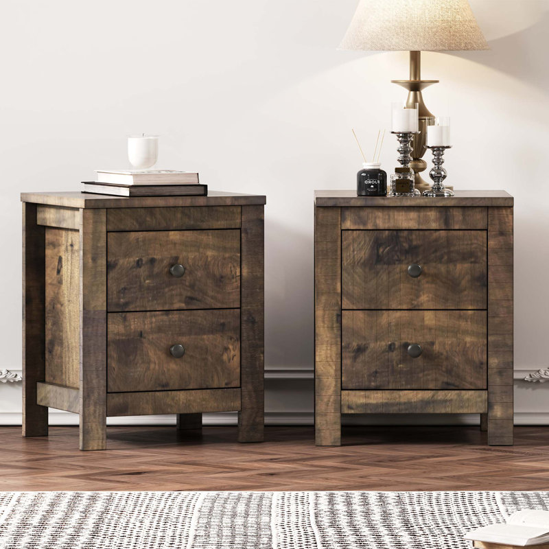 Ensemble de 2 tables de chevet Farmhouse, Noyer