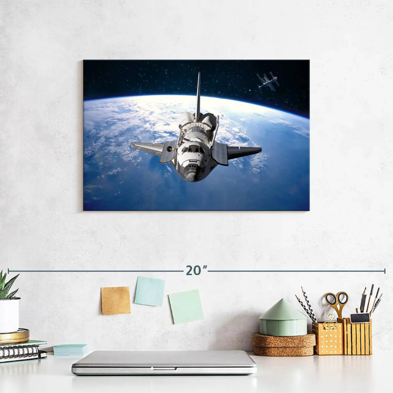 Oberle Space Shuttle Orbiting Earth, 8" H x 12" W