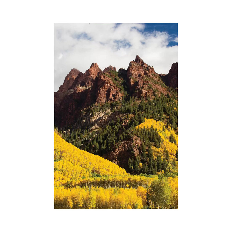 Autumn Trees On Mountain, Maroon Bells, Maroon Creek Valley, Aspen, Pitkin County, Colorado, USA I by Panoramic Images - Wrapped Canvas Print