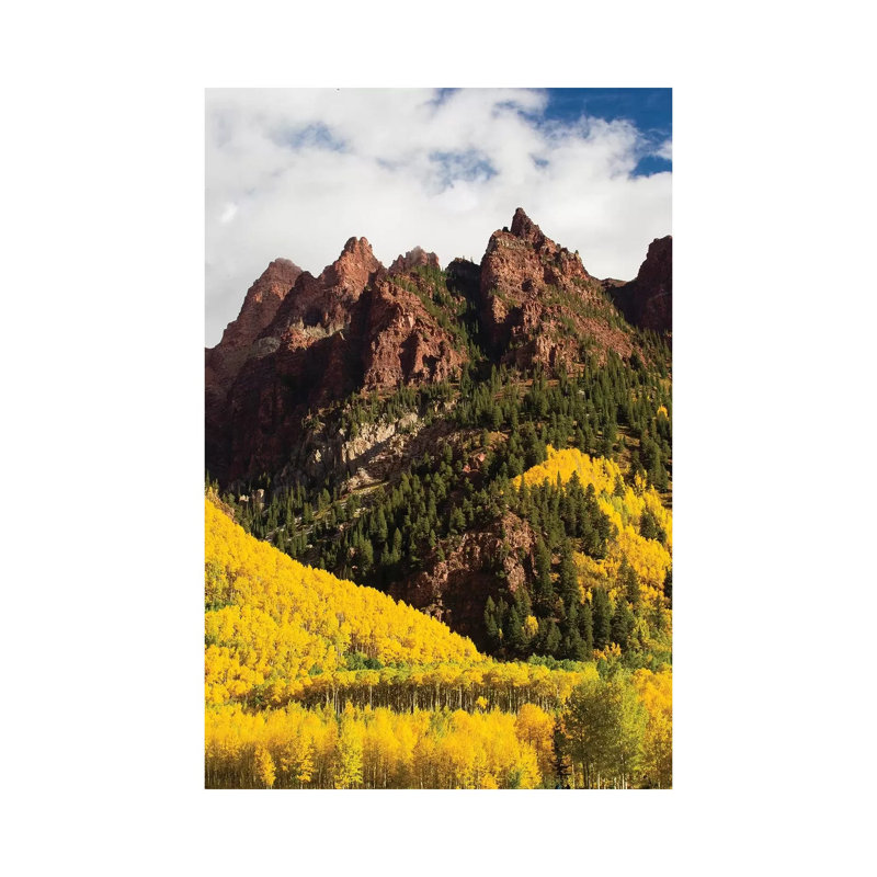 Autumn Trees on Mountain, Maroon Bells, Maroon Creek Valley, Aspen, Pitkin County, Colorado, USA I 1 Piece Wrapped Canvas Wall Art