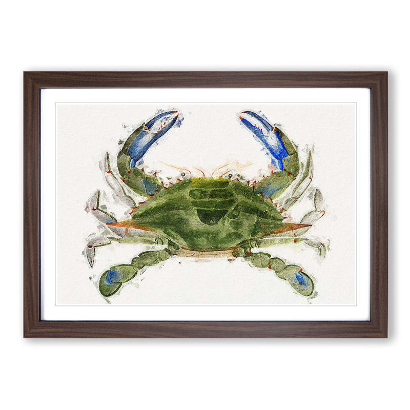 Green and Blue Crab by J.E. De Kay - Framed Print, Walnut Framed, 27cm H x 36cm W x 2cm D