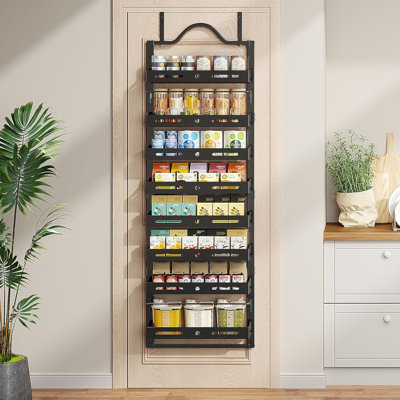 8 Tier Over The Door Pantry Organizer, Large 2 IN 1 Wall Mount Or Hanging Spice Rack, Pantry Door Organizer And Storage With Adjustable Basket, Door Spice Rack For Pantry