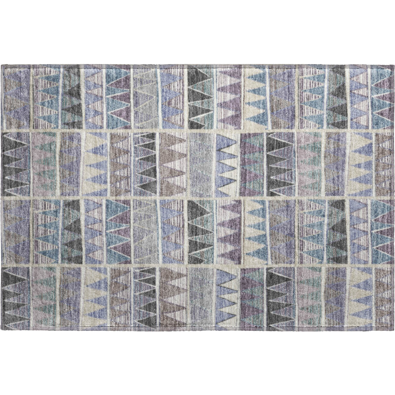 Premium Machine Washable Mayfield AMF2205 geometric Rug, 1'8" x 2'6", Lavender