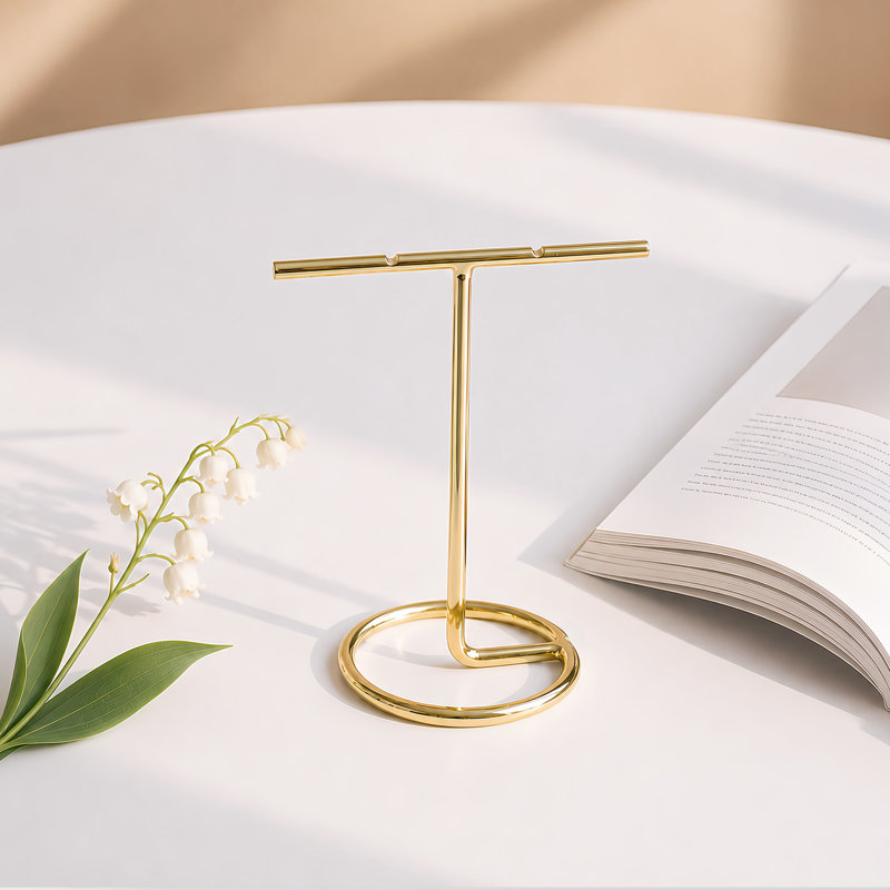 Porte-boucle d'oreille en forme de T en métal doré, support à bijoux polyvalent pour le rangement de bureau, les présentoirs et les accessoires de photographie (bijoux non inclus)
