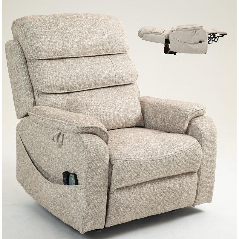Lay Flat Dual Motor Power Lift Recliner With Tray Table,heat And Massage, White