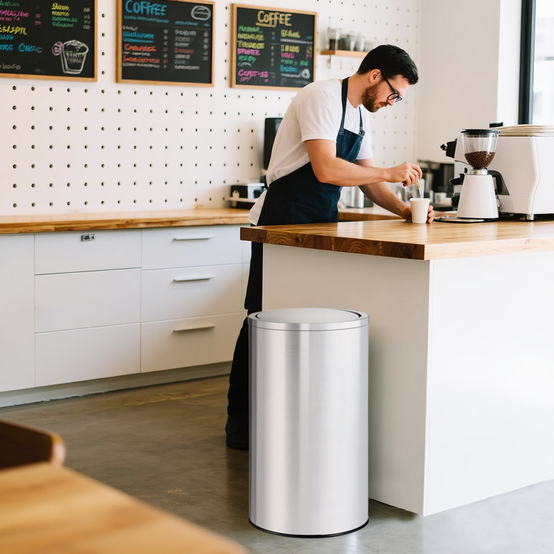 Poubelle à couvercle pivotant moderne en acier inoxydable avec couvercle - 18,5 gallons (70 L), seau intérieur amovible, résistant à la rouille, facile à nettoyer, contrôle des odeurs, poubelle de recyclage pour le bureau à domicile, argent