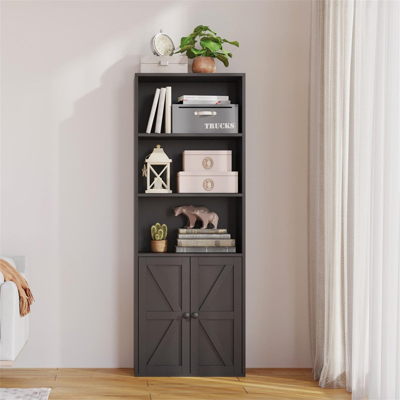 151cm H x 55.5cm W Metal Book Cabinet Bookcase, Black