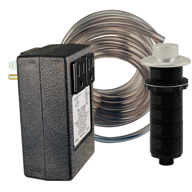 Dual Outlet Raised Button Garbage Disposal Air Switch, Satin Nickel