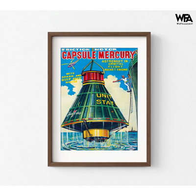 Capsule Mercury by Retrorocket, Space Mercury Retro Poster Print, Sci-Fi Kid Bedroom Theme Inspo, NASA Kid Artwork Decor