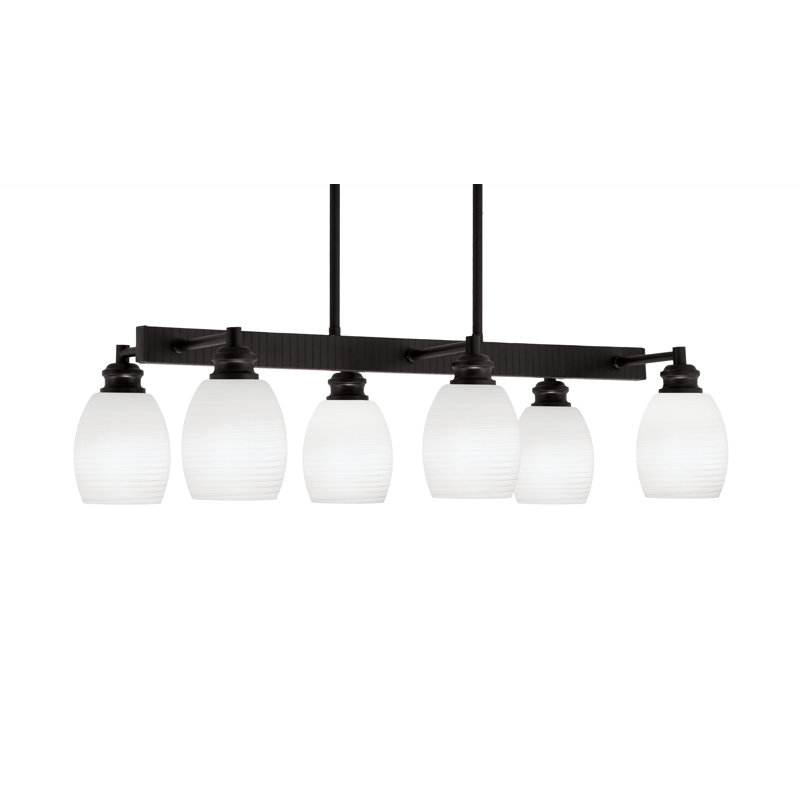 Edge 6 Light Bar Shown With 5" White Linen Glass, Espresso