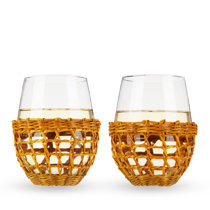 New Cute Flora Gold Pink Choose Happy Stemless Wine Glass by Twine