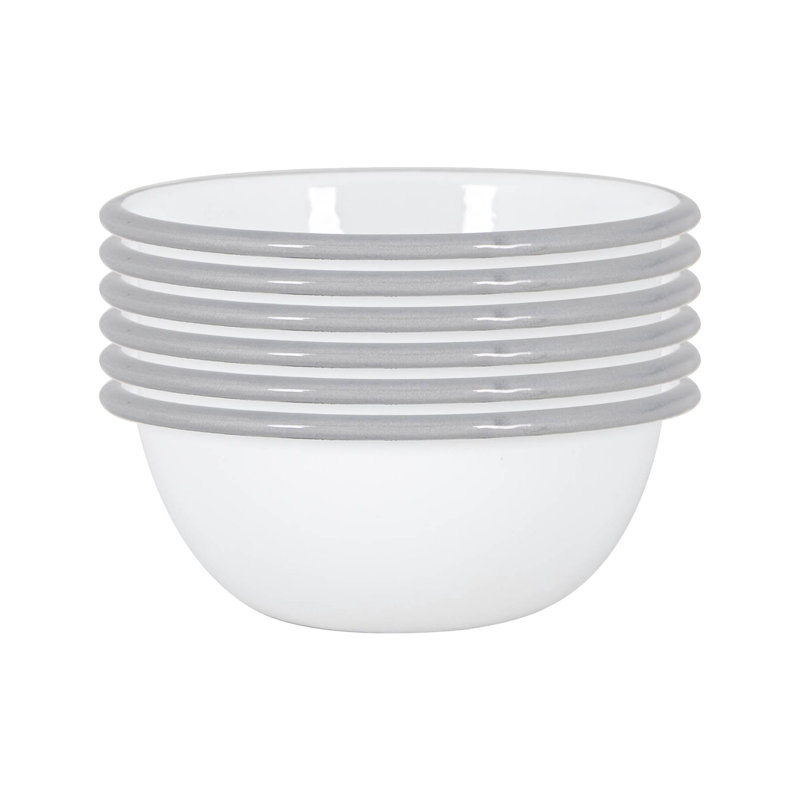 Argon Tableware - White Enamel Bowls, Grey