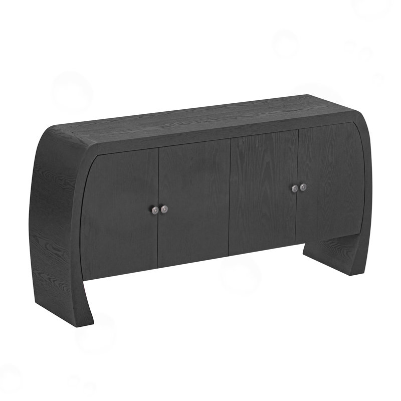 Four-Door Crowley with Curved Leg Design, Black
