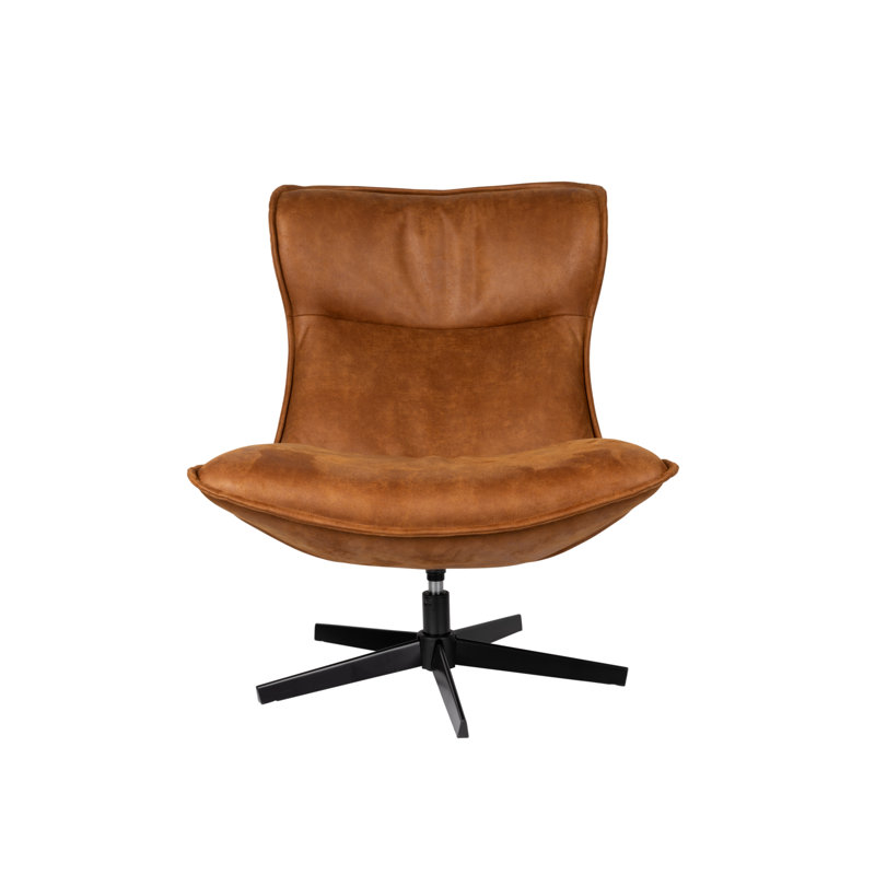 John Upholstered Swivel Accent Chair, Brown Polyester Blend