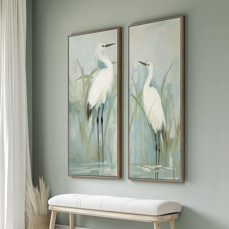 «Vintage Landscape Wall Art», ensemble de 2 toiles encadrées 20 x 60 pouces, Naturel