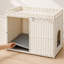 Enceinte de litière 30 po en rotin blanc, tapis et crochets-141555934