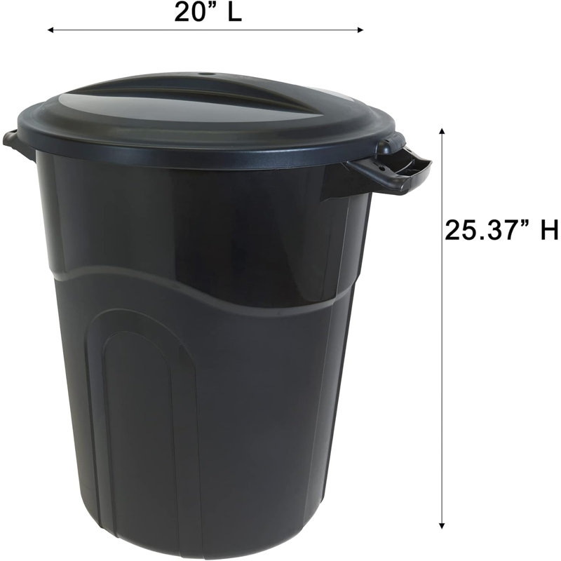 Poubelle extérieure United Solutions, 32 gallons, paquet de 2, noir, fabrication robuste, 20 gallons