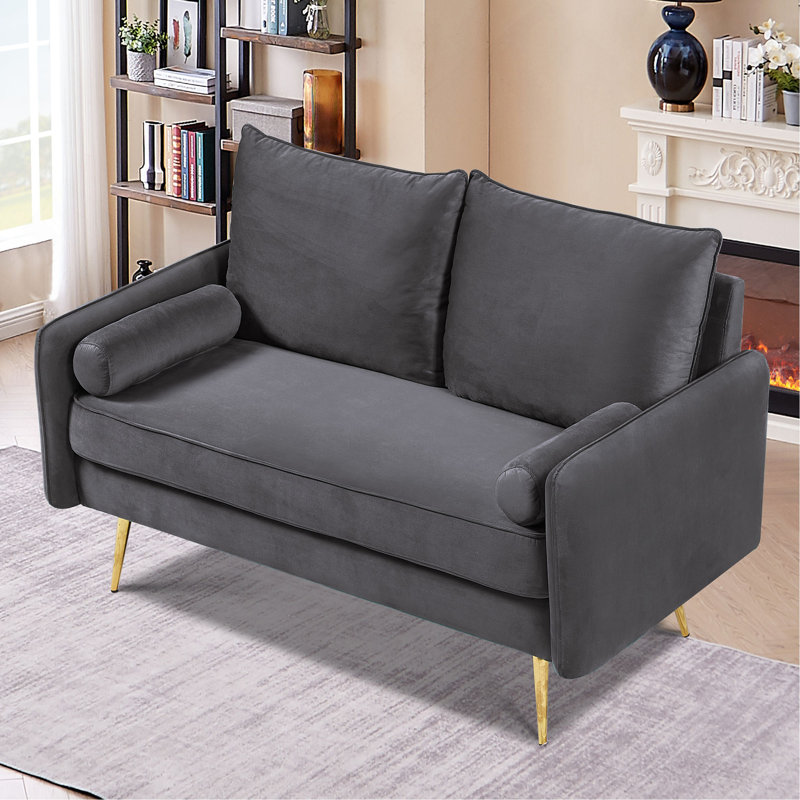 Canapé 2 places en velours Modern, Gray Polyester