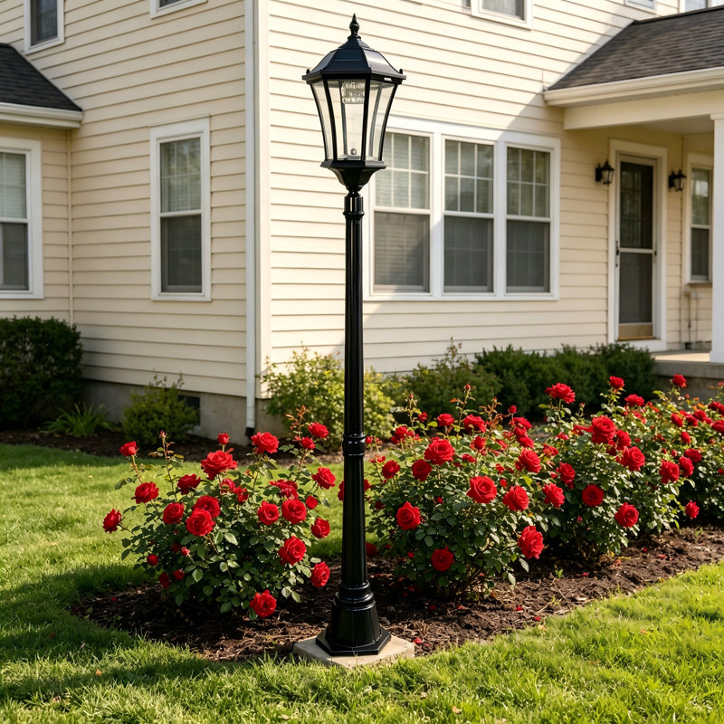 Solar Post Light Streetlight Black Aluminium