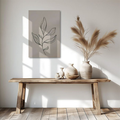 1 pièce, art mural sur toile, branches et feuilles, dessin au trait, affiche minimaliste 24 po x 36 po, peinture encadrée, cadeau idéal pour chambre à coucher, vestibule, prêt à accrocher