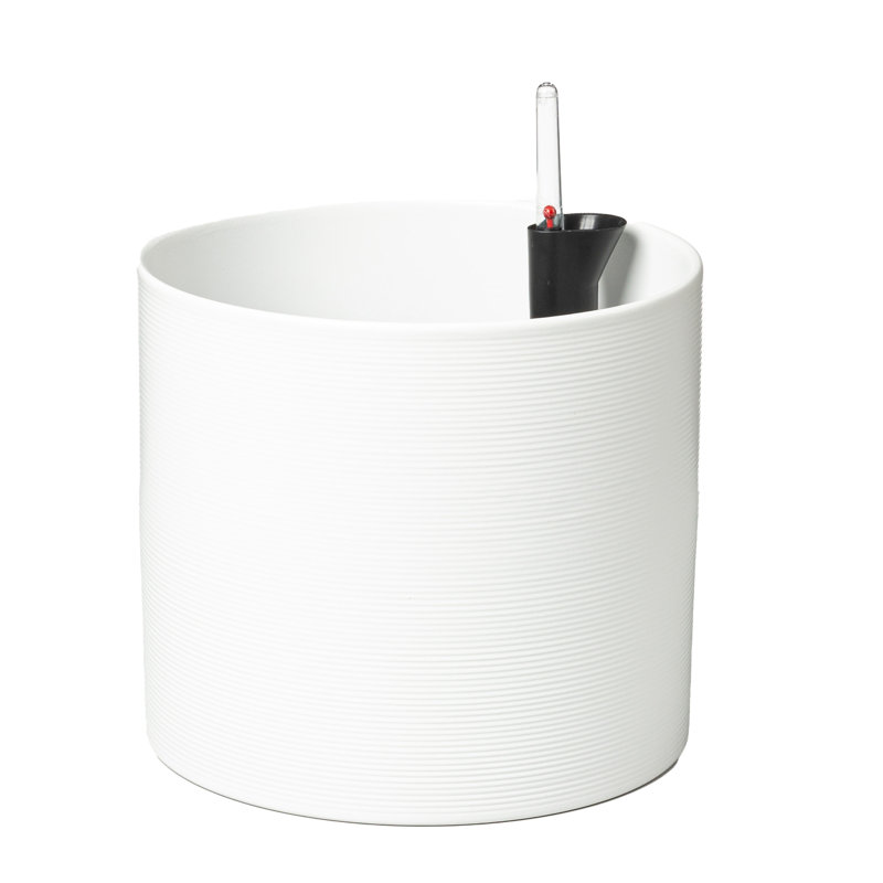 Cache-pot d'intérieur en céramique Scheurich avec indicateur d'arrosage intégré, H 8,2 po x l 9 po x P 9 po, Blanc