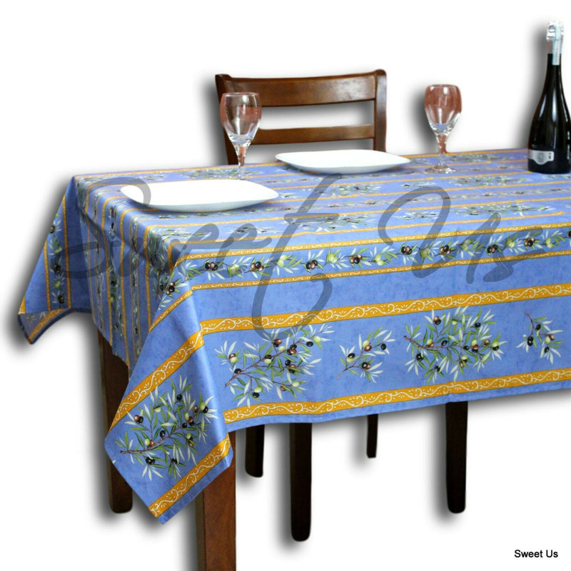 Nappe essuyée résistante aux taches et enduite d'acrylique, 78 po x 60 po, Bleu