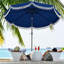 Parasols et accessoires avec parasol de 9 po, métal et espace extérieur et polyester bleu marine