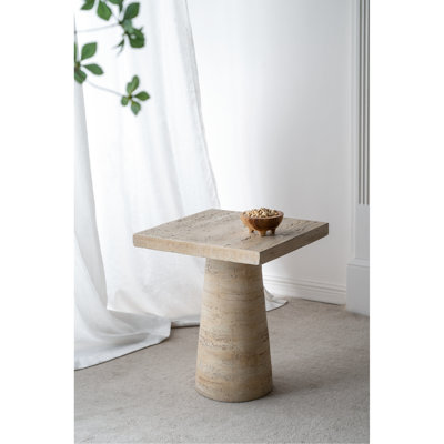 Table d'appoint en magnésium, 20 po x 20 po x 24 po, couleur crème, plateau carré et base piédestal, pour table de chevet, vestibule, support à plante, finition maison moderne 20 po x 20 po x 24 po, chambre polyvalente, style contemporain