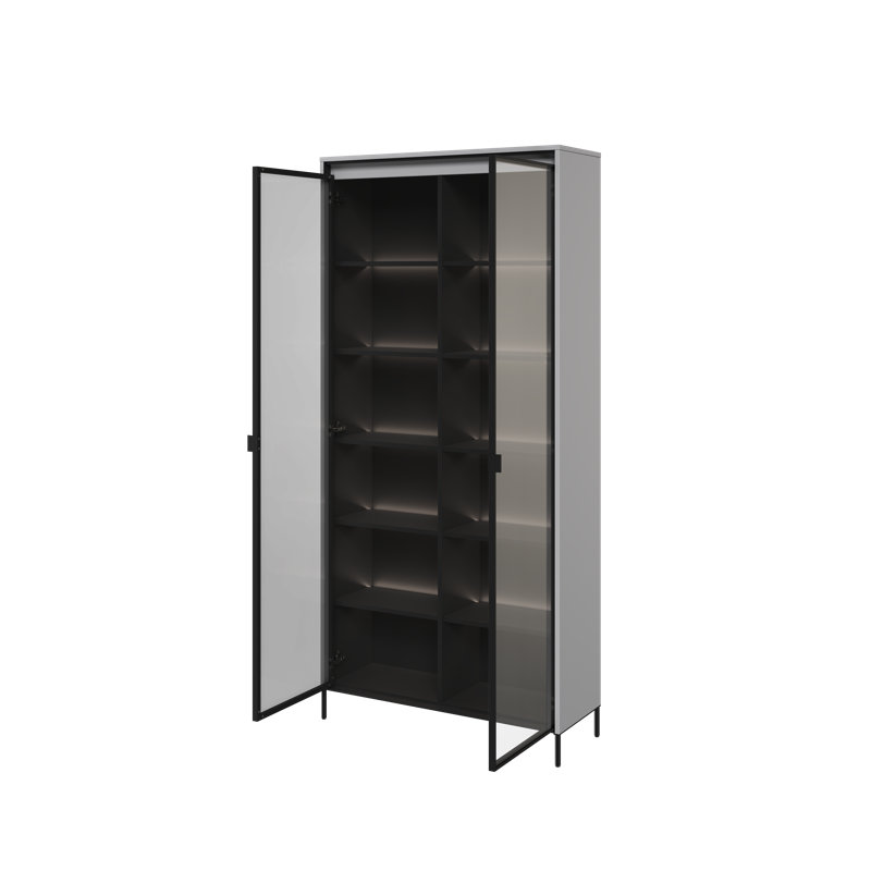 Vannatta Display Cabinet, Light Grey/Black