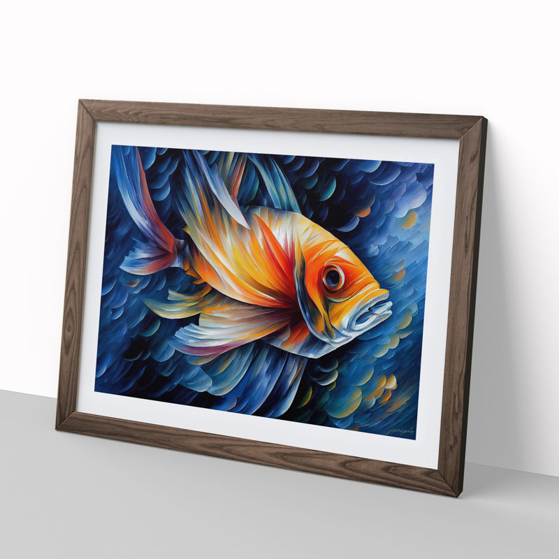 Awesome Fish - Framed Print, 34cm H x 46cm W x 2cm D, Walnut