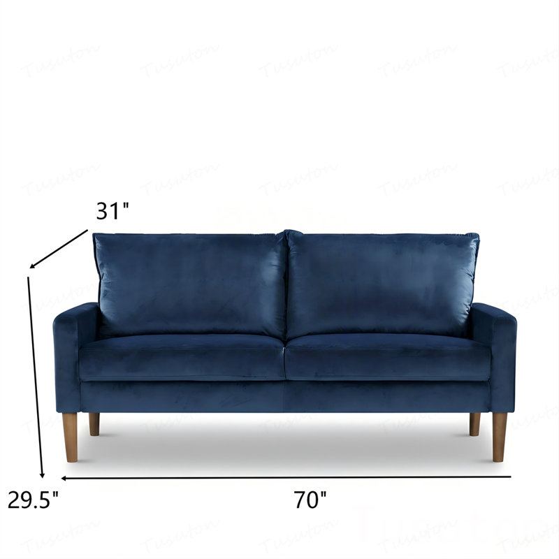 Canapé 3 places en velours moderne avec cadre en bois robuste, Velours - bleu foncé