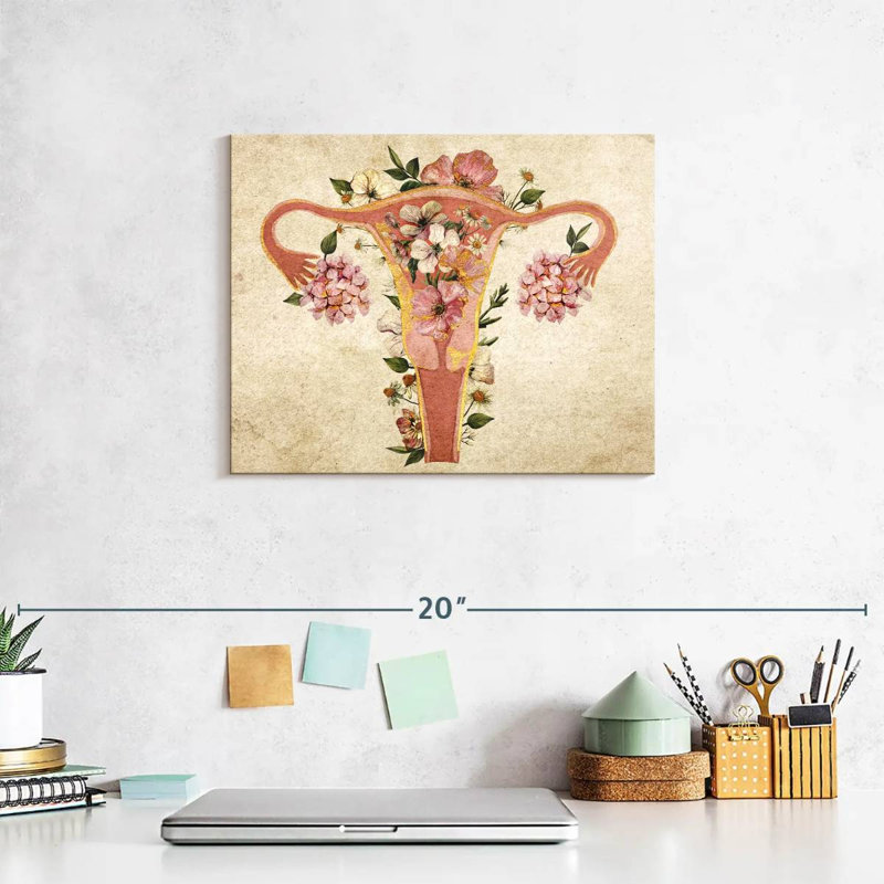 " Uterus Floral " by Vintage Charm Collective, 8" H x 10" W x 1" D