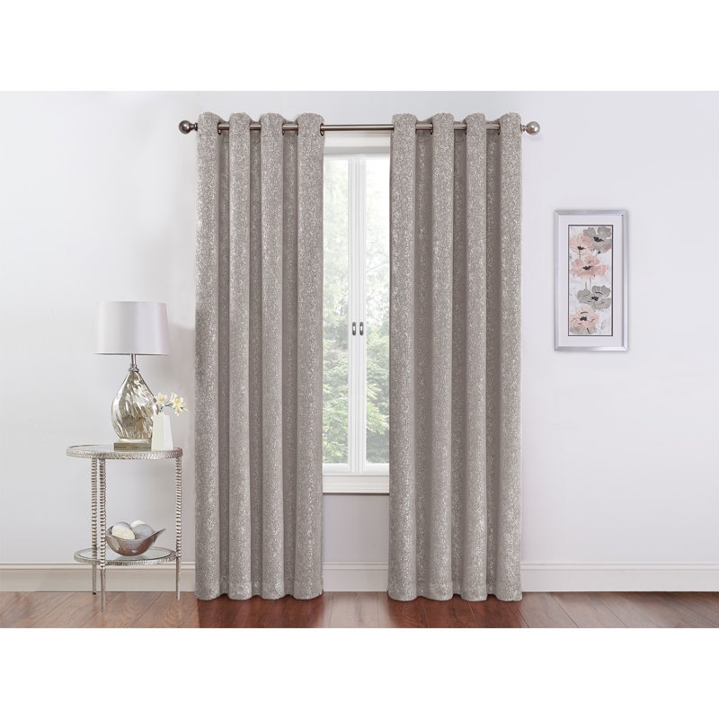 Janessa Solid Blackout Thermal Grommet Curtain Panels, Gray