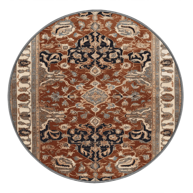 Machine Washable Persian Gray Area Rug, Round 6'