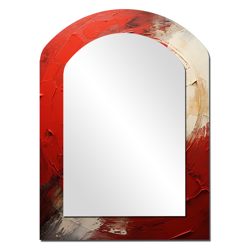 Miroir mural rouge et or, 34 po x 25 po