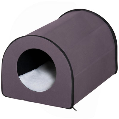Dome Heated Cat House Portable and Waterproof Pet Shelter for Kitty in Winter, Brown