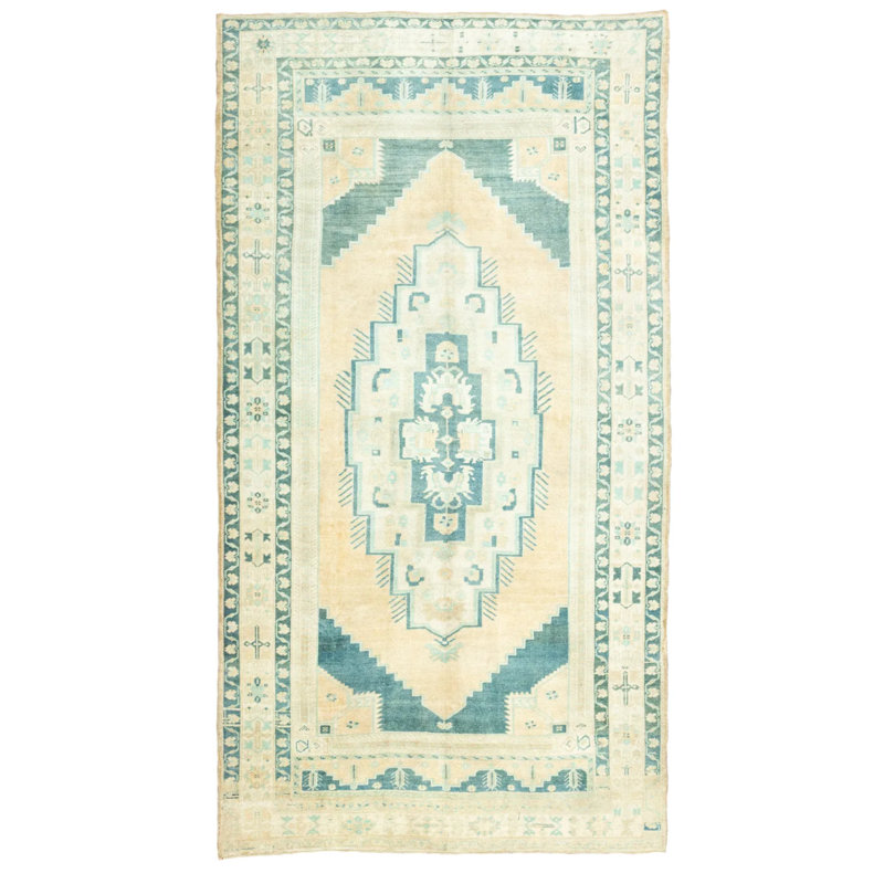 Tapis vert unique en laine rétro des années 1980 de 5 pi 10 po x 11 pi 0 po Vintage