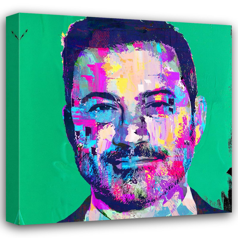 Jimmy Kimmel par Stephen Chambers - peinture sur toile tendue, H 15 po x l 15 po x P 1,5 po