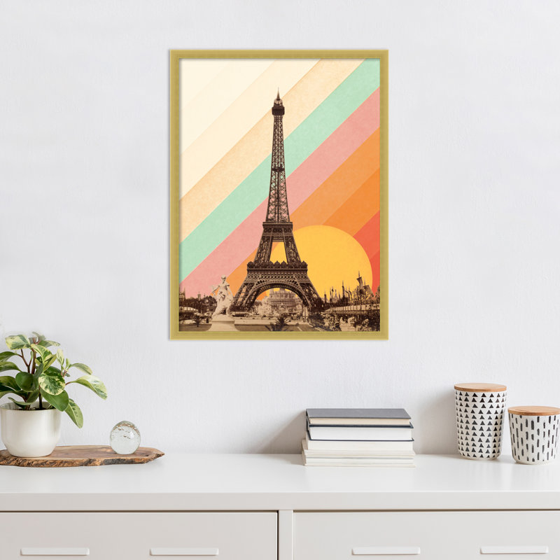 «Eiffel Tower Rainbow» par Florent Bodart, impression sur bois encadrée, H 25 po x l 19 po