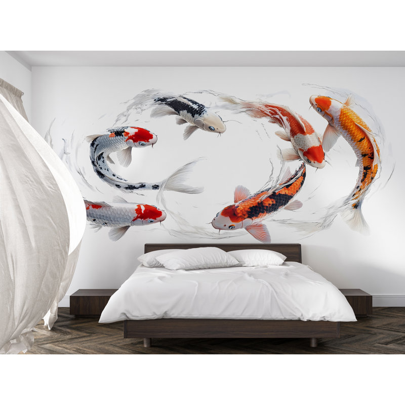 Koi poisson, art mural japonais moderne, aquarelle koi 350Mv, H 13 po x l 24 po