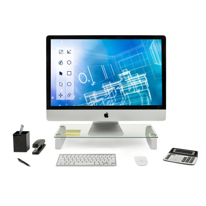Elevate 22" Clear Tempered Glass Desktop Monitor Stand