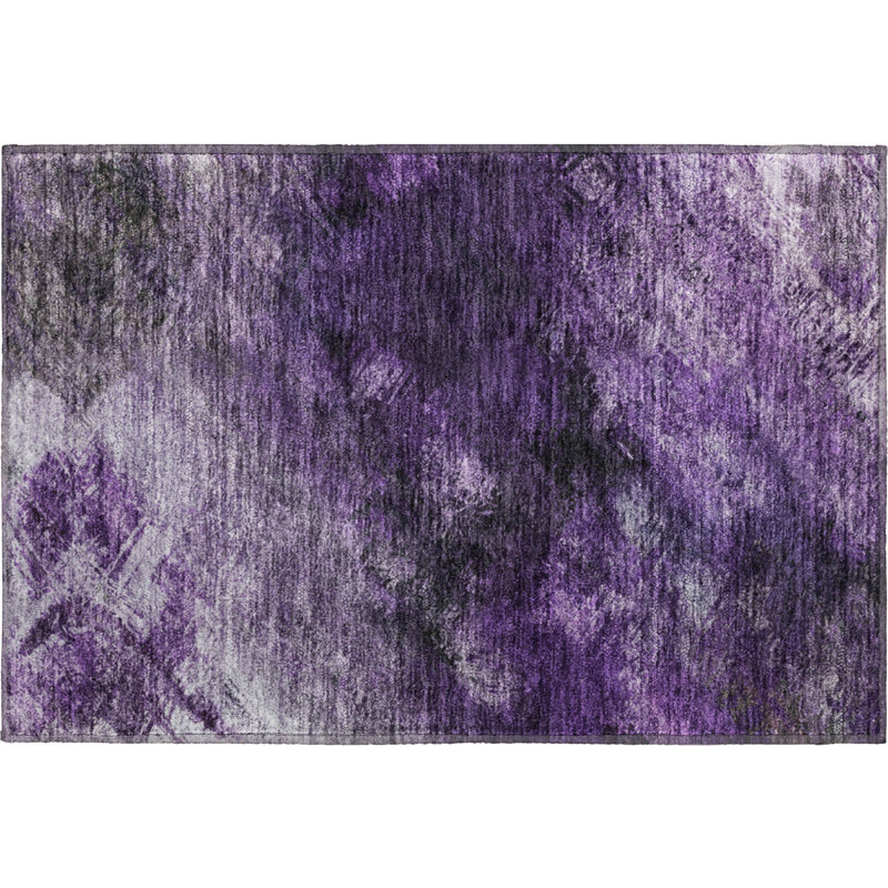 Premium Machine Washable Cerrito AMF590 Purple Rug, Rectangle 1'8" x 2'6"