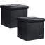 Repose-pieds de rangement carré en similicuir de 14,76 po Markeitha-901401170