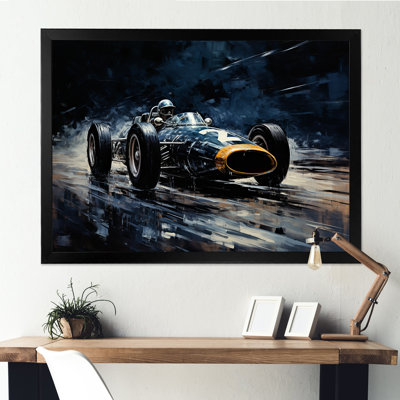 «Midnight Vintage Race Car 1950S On Race Track III - Race Tracks», art mural