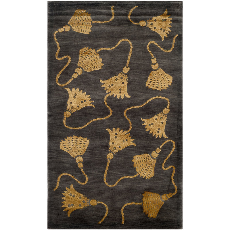 Tibetan Hand Knotted Silk & Wool Pile Floral Rug, Rectangle 8' x 10'