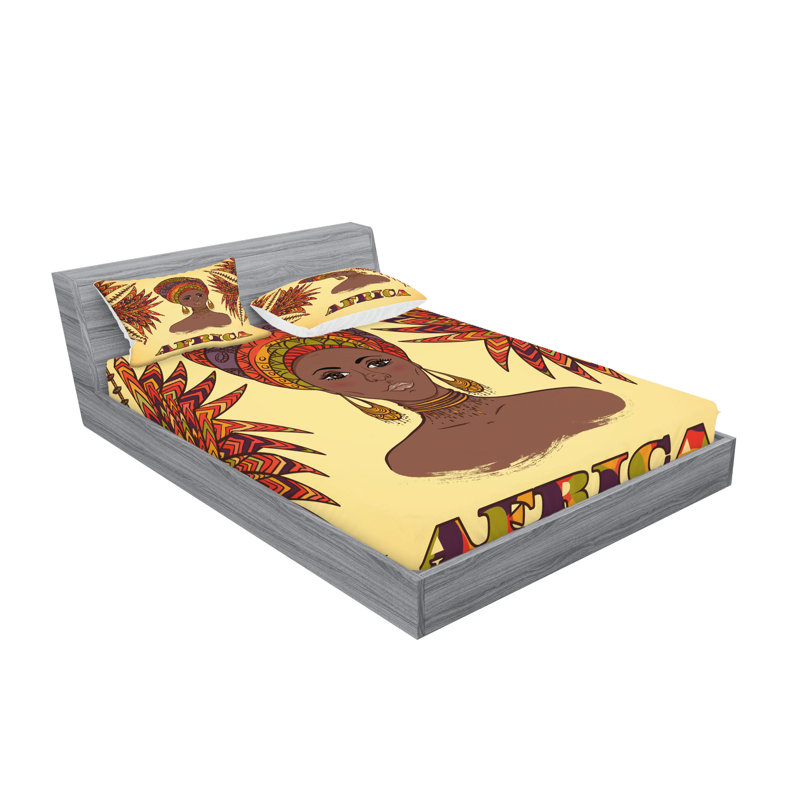 Multicolore drap-housse et coussin décoratif Ambesonne, Ensemble de draps pour très grand lit californien